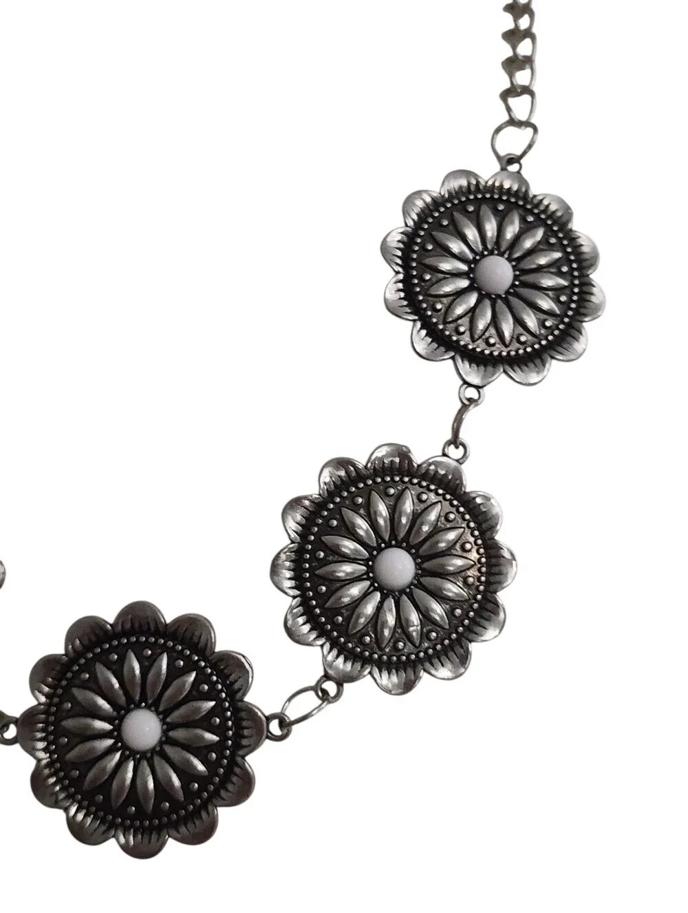 Silvertone Floral Medallion Necklace